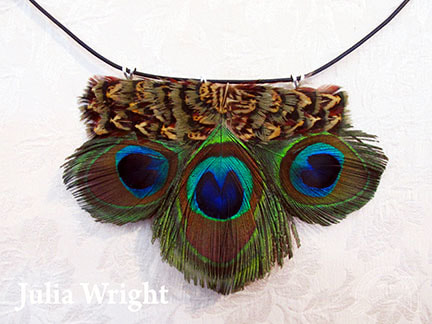 Peacock feather choker by Julia Wright